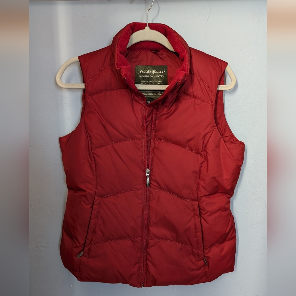 🌙 Eddie Bauer Maroon Crimson Premium Goose Down Puffer Vest